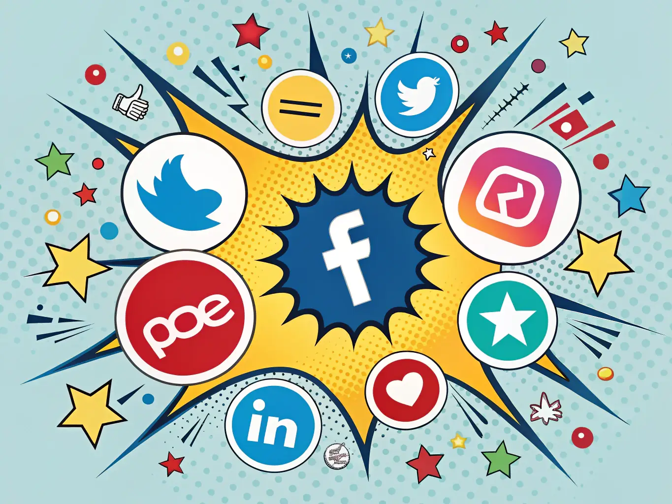 An engaging image showcasing various social media platforms with creative content and high engagement metrics, illustrating the power of social media marketing.